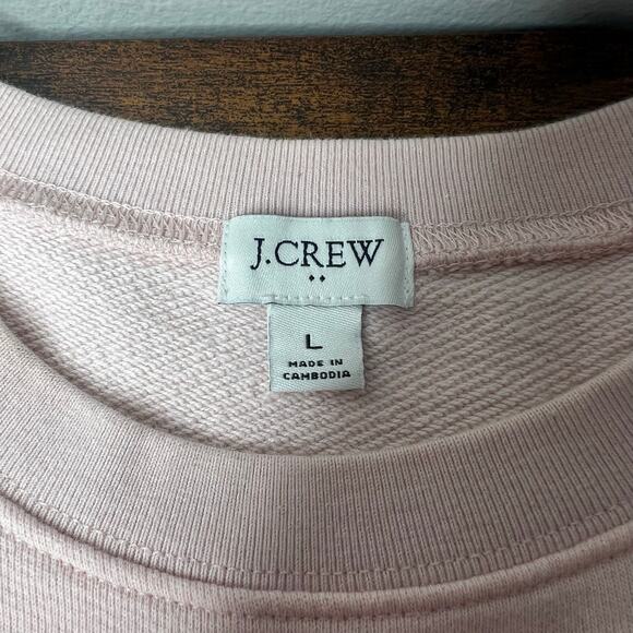 J.Crew Pink Pullover Crewneck Sweatshirt Blue White Strip Woven Hem Women's L - Picture 4 of 10